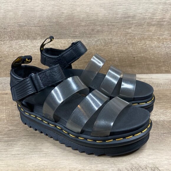 Dr. Martens Docs Blaire Strap Jelly Glitter Black Glitter Sandals Womens 5 NEW - Picture 1 of 9